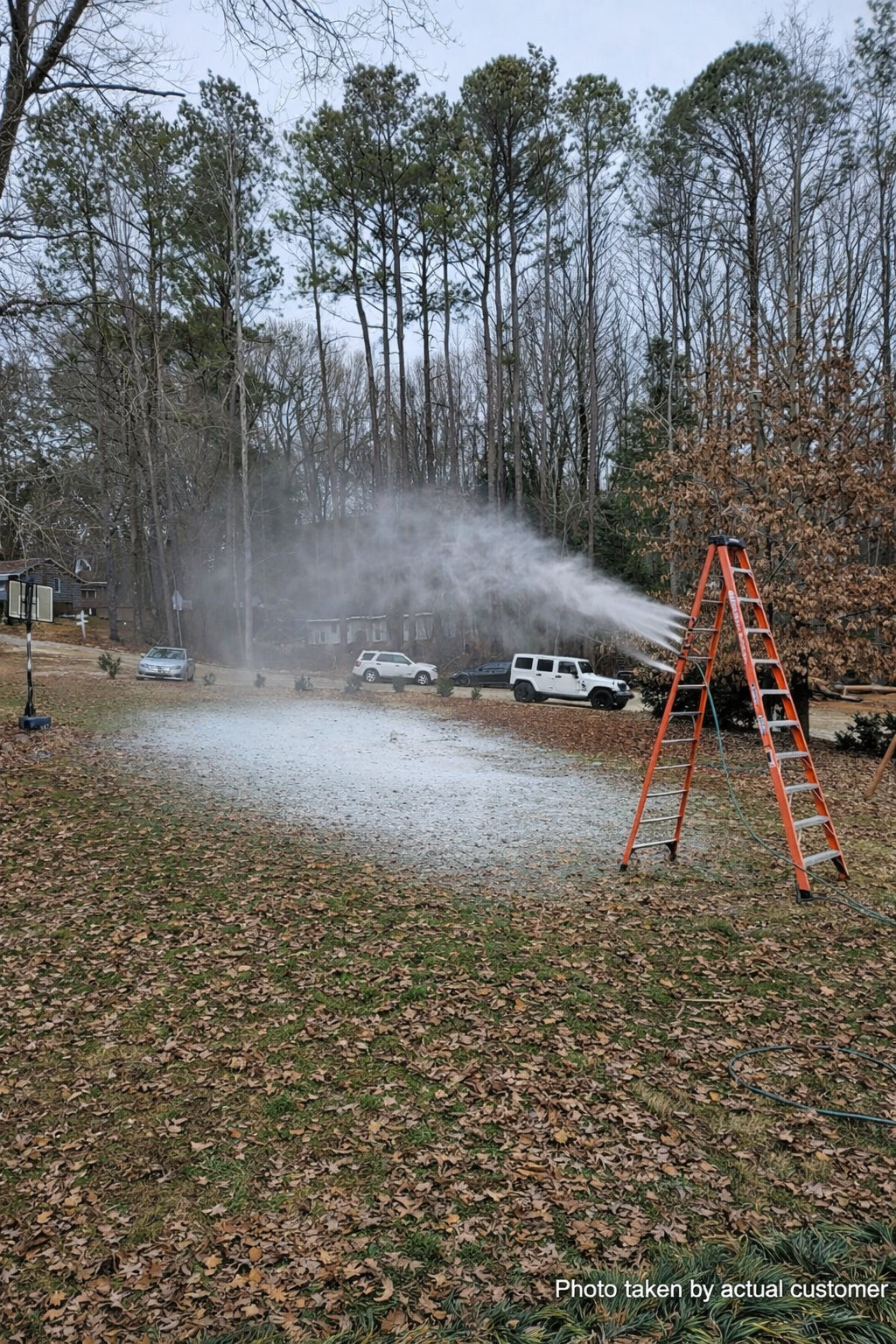 Snowmaker producing fresh snow